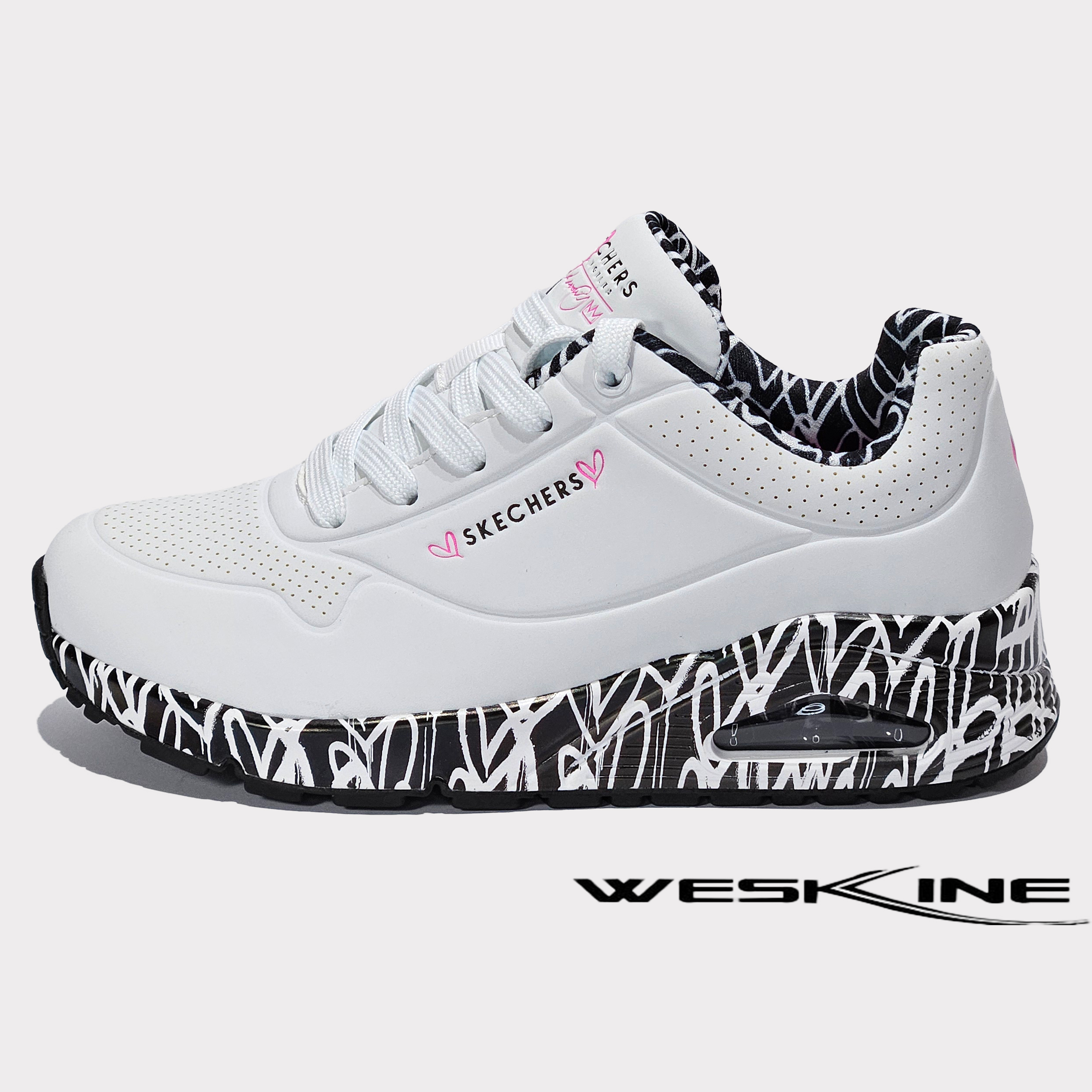 Skechers Uno Loving Love 155506/WBK en blanc et noir