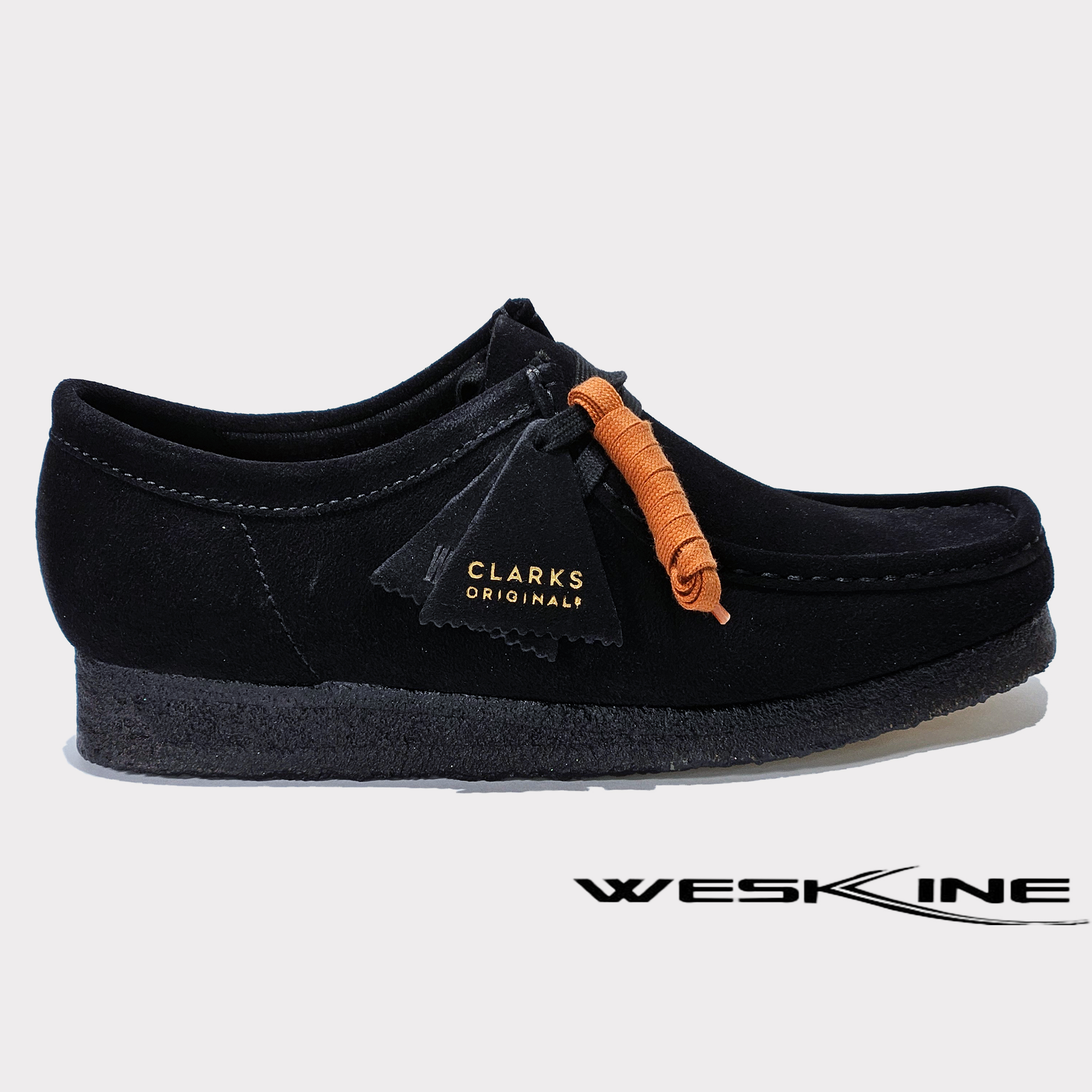 Clarks Wallabee Black Suede 261555519, élégance classique en daim noir
