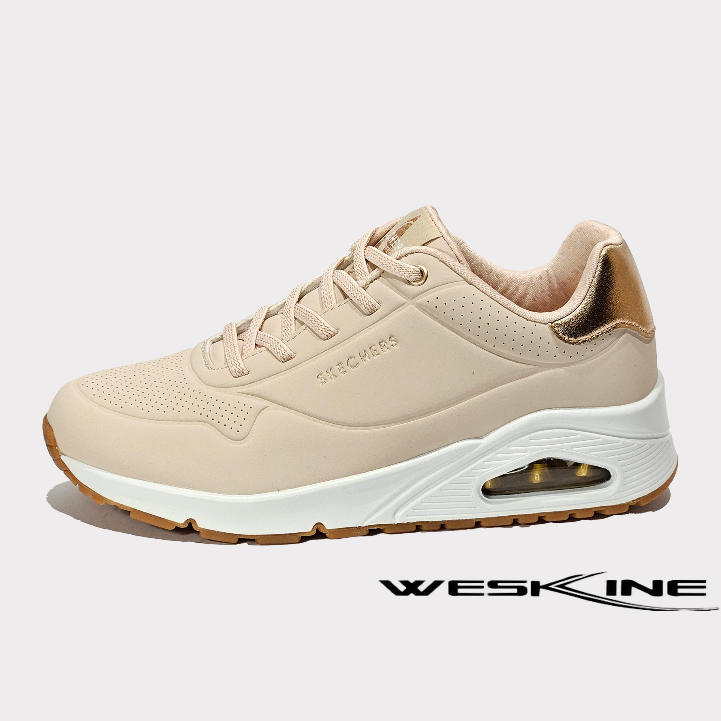 Skechers Uno Shimmer Away 155196/NAT, design scintillant en teinte naturelle